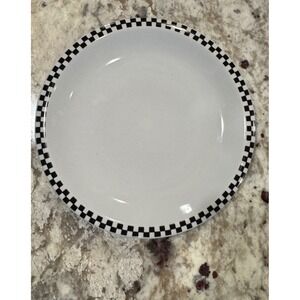 Culinary Arts Cafeware Porcelain Plate Black White Checkered Diner Bistro 9.15
